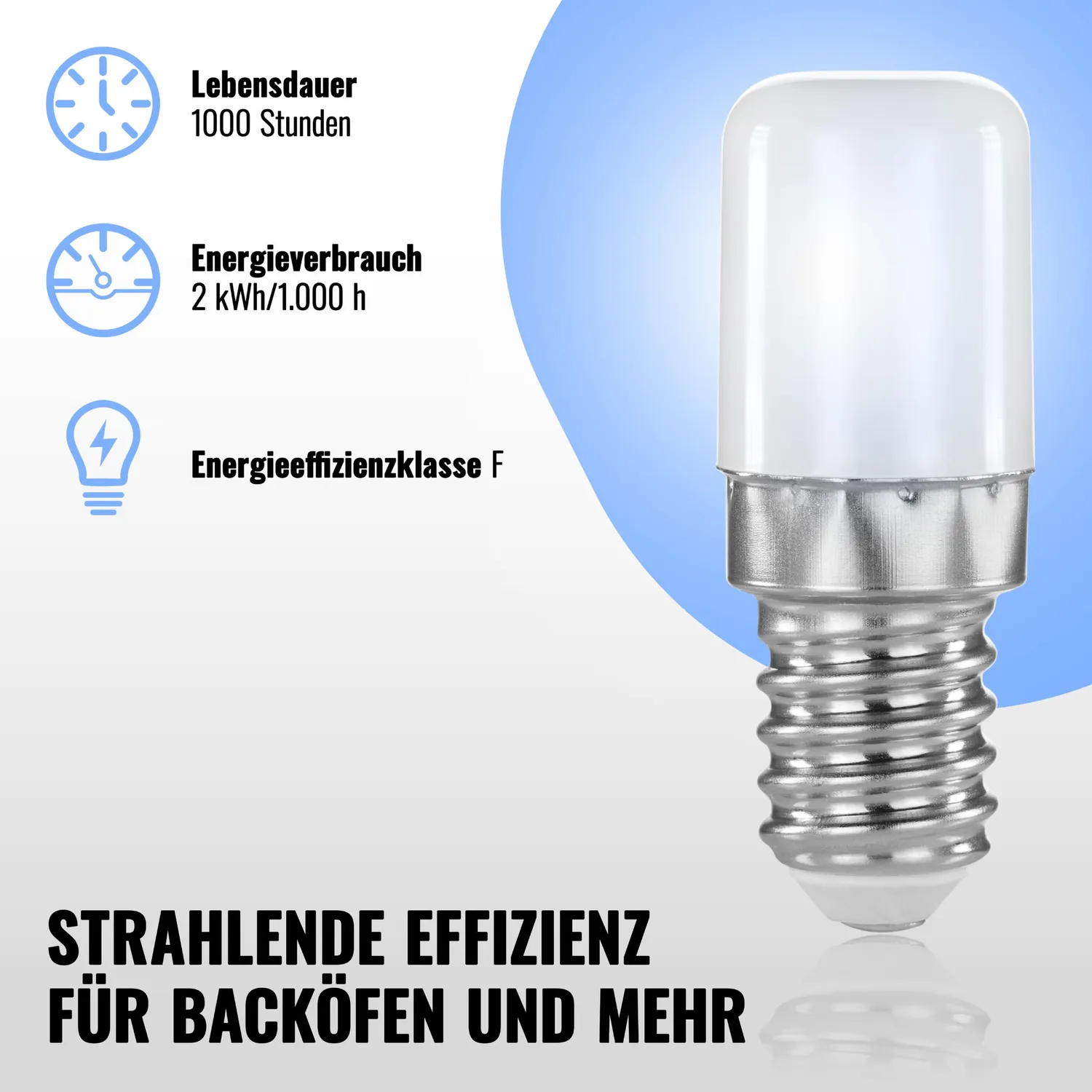 Poppstar Kühlschranklampe LED E14 2 Stück kaltweiß 150lm