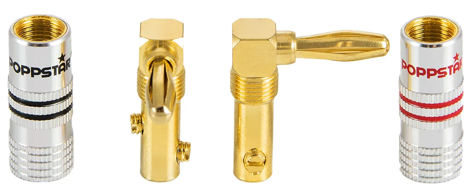 Poppstar High End Bananenstecker gewinkelt 2 Stück vergoldet
