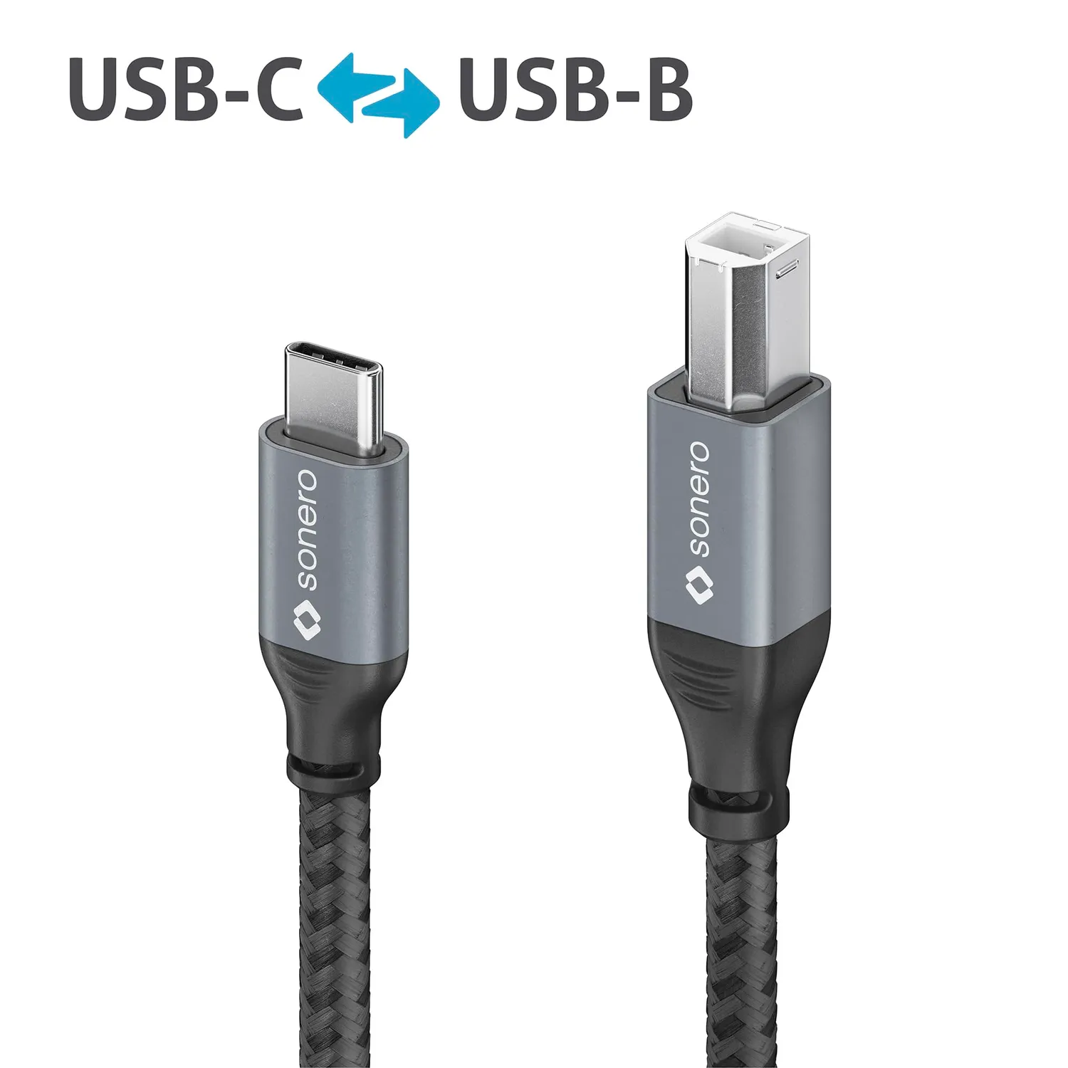 Sonero SPC-U020-005 USB-Druckerkabel C auf B 0,5m Space Grey