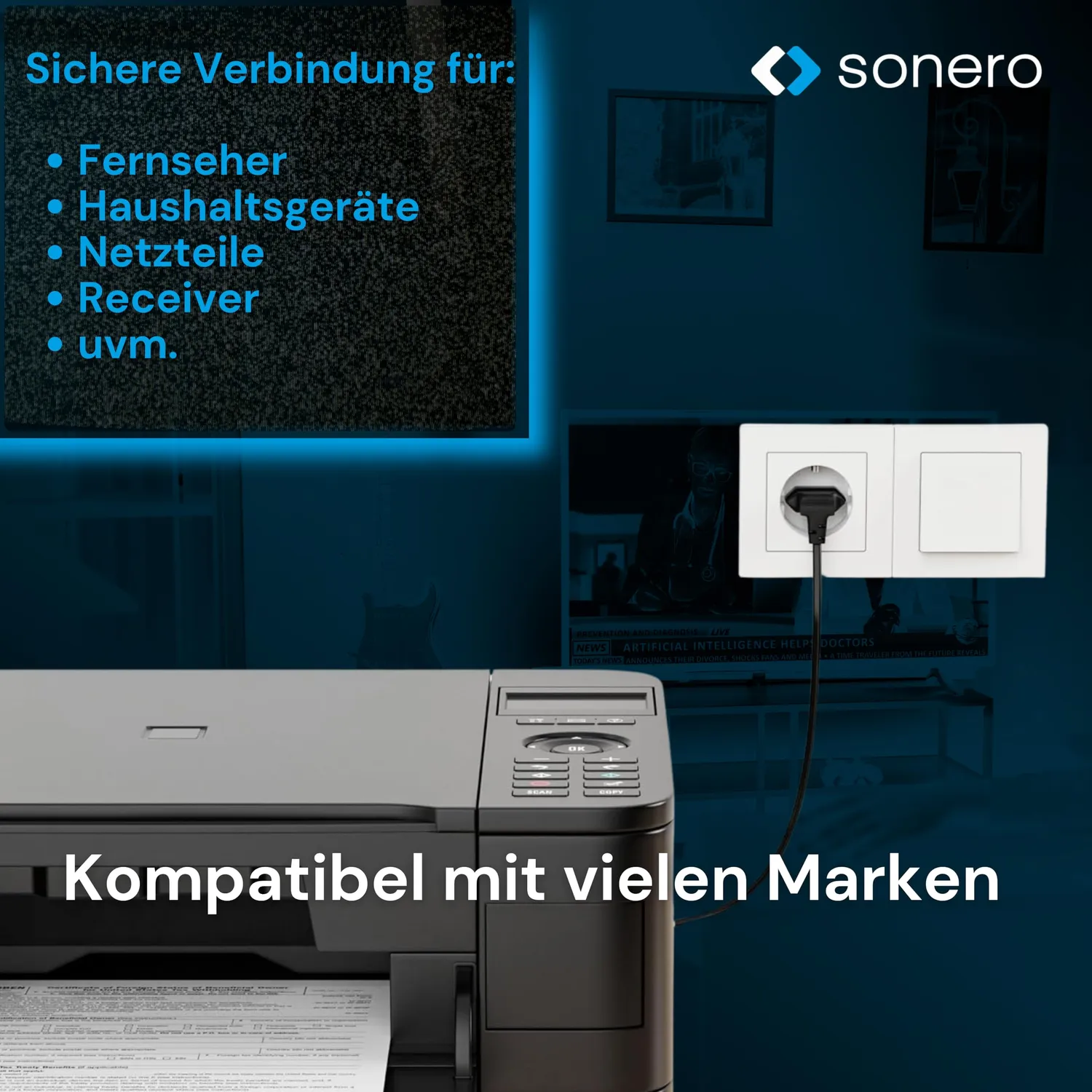 Sonero X-ESW-C7W-010B Stromkabel 1m 90° C7