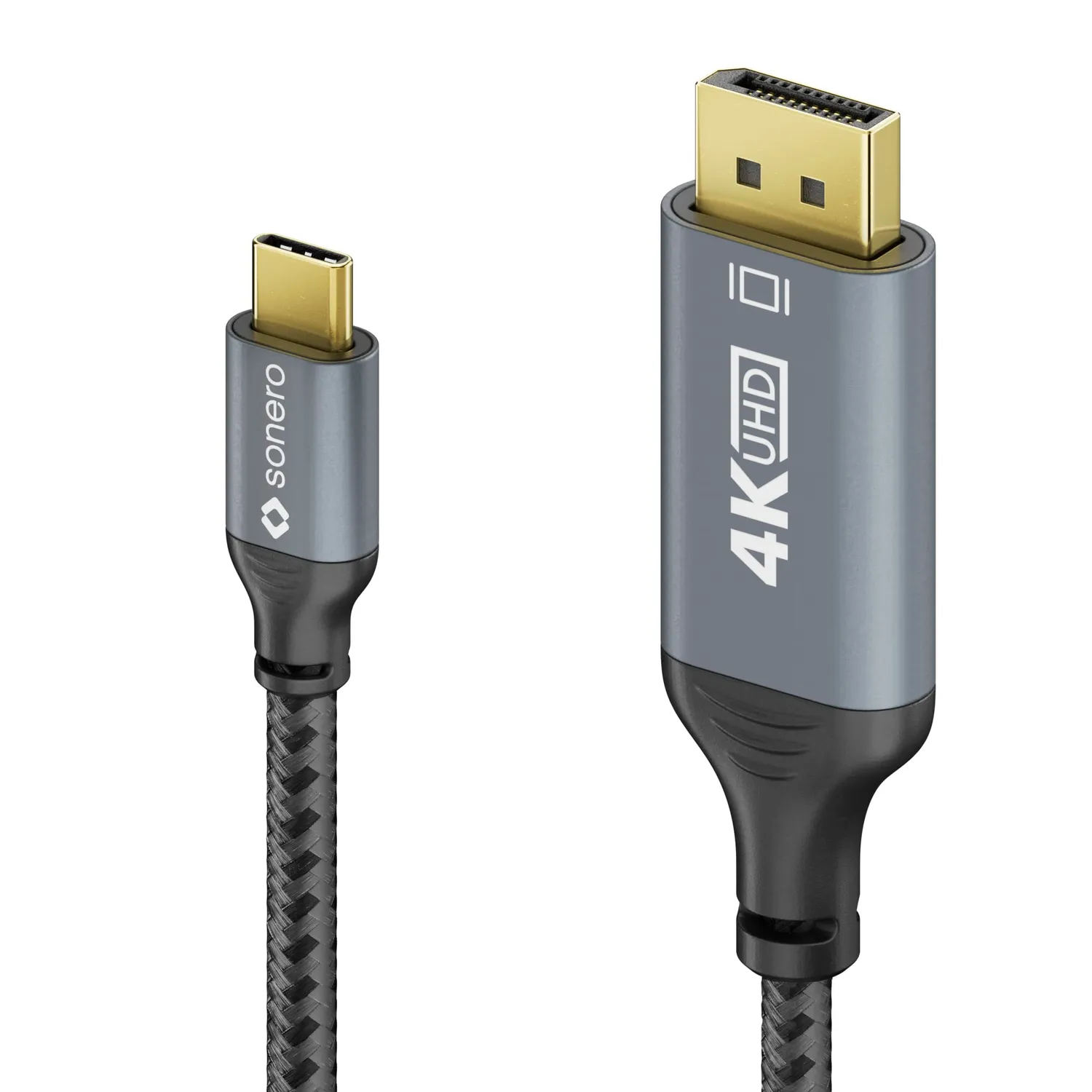 Sonero 4K USB-C DisplayPort Kabel 2m grau/schwarz
