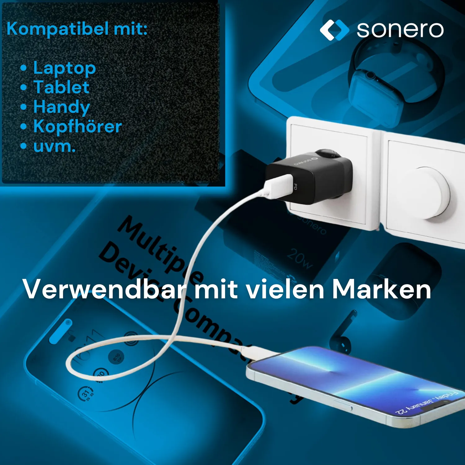 Sonero USB-C-Ladegerät 20W schwarz PD Schnelllader