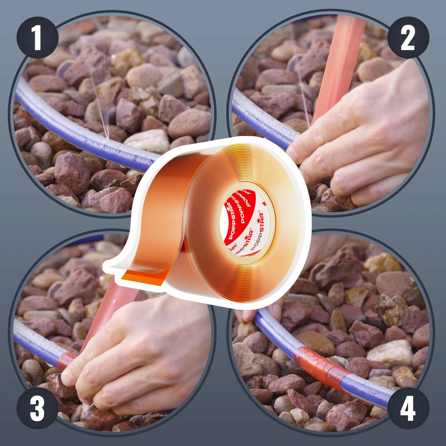 Poppstar Silikonband 3m x 25mm Orange 1 Rolle