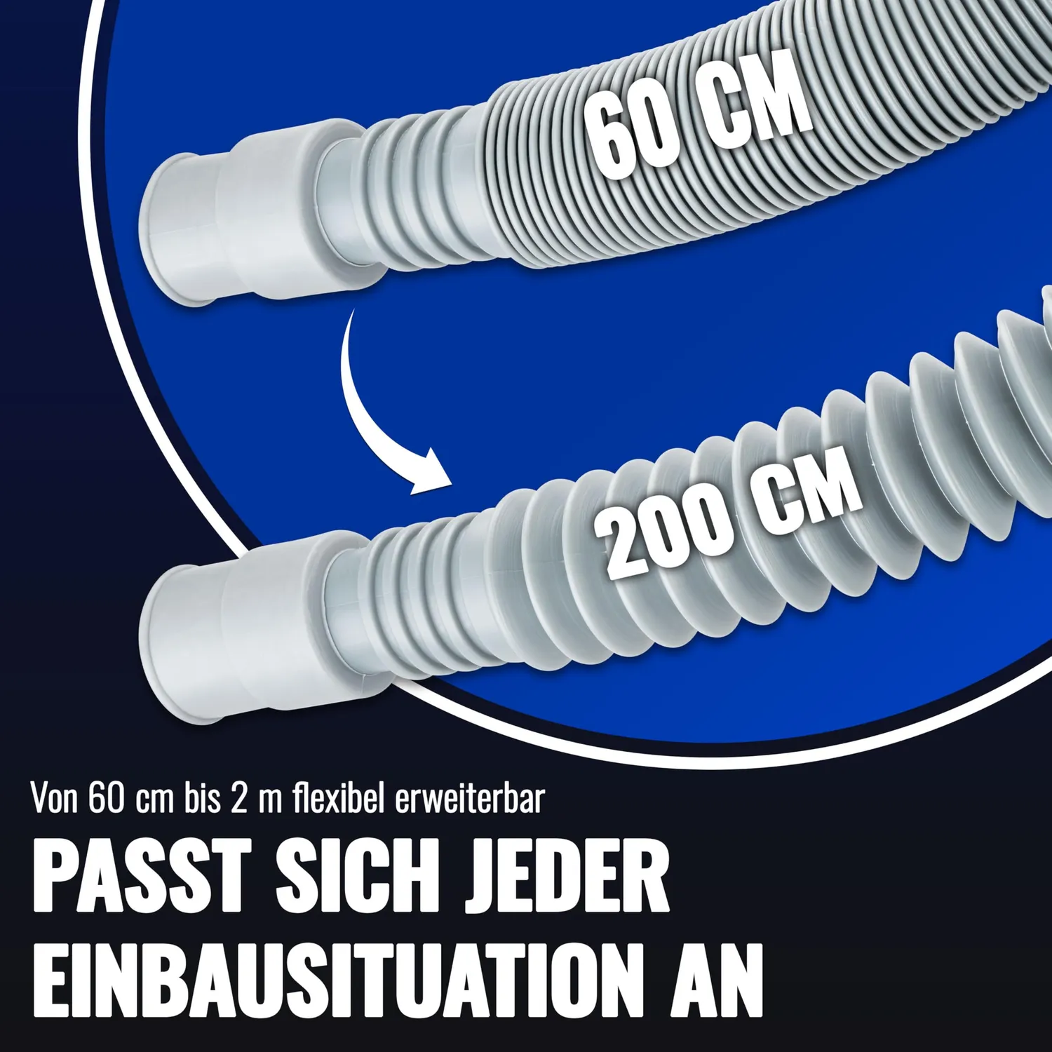 Poppstar Waschmaschinenschlauch Verlängerung 3/4" 60-200cm Set