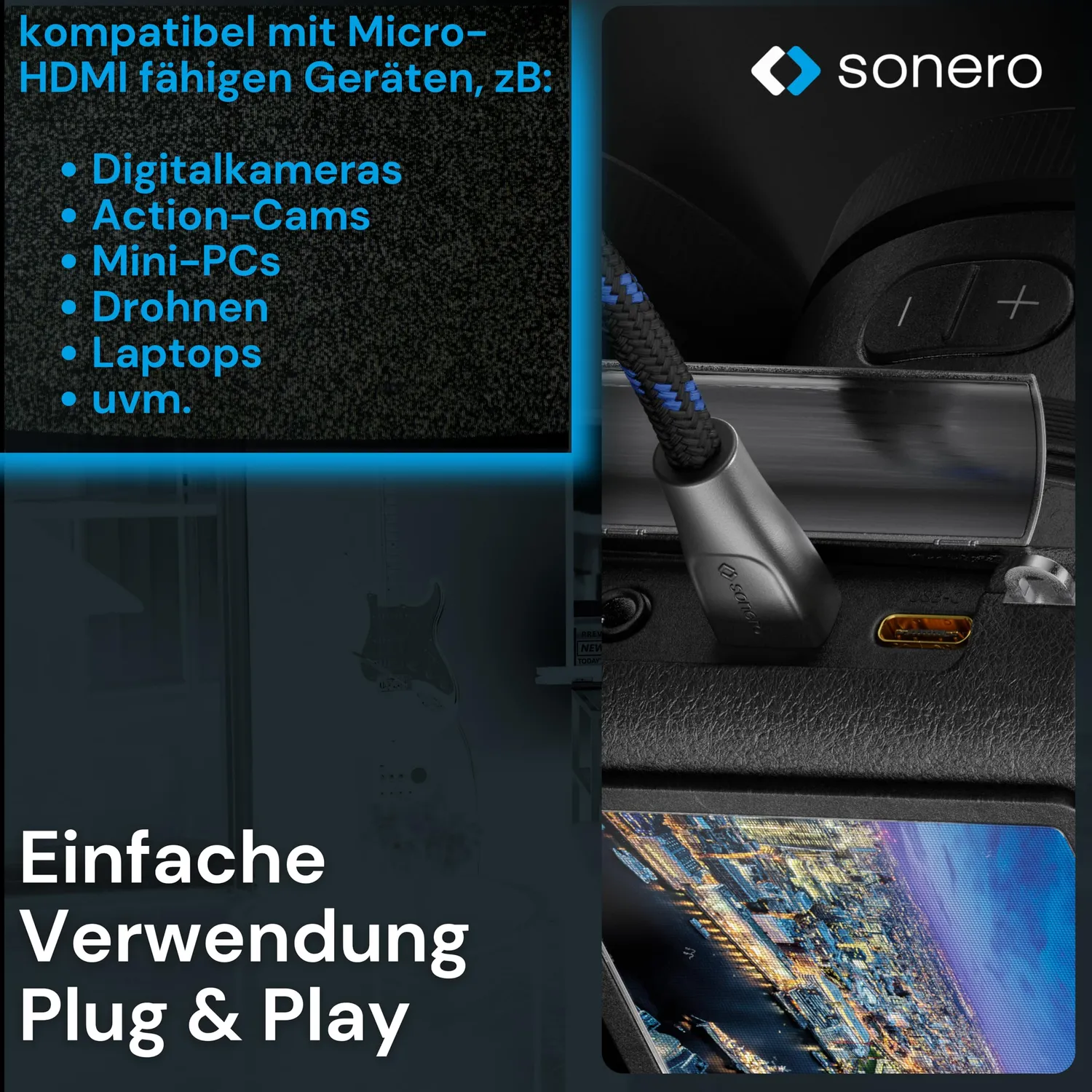 Sonero Micro-HDMI Portsaver Adapter 0,15m 4K