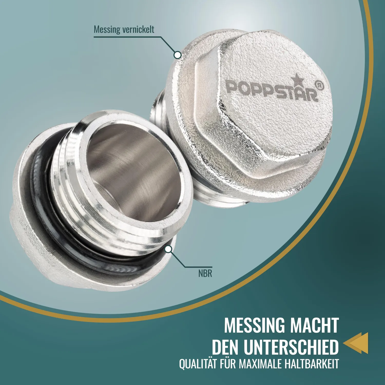 Poppstar Blindstopfen BSP 1/2 Zoll AG vernickelt 4 Stück