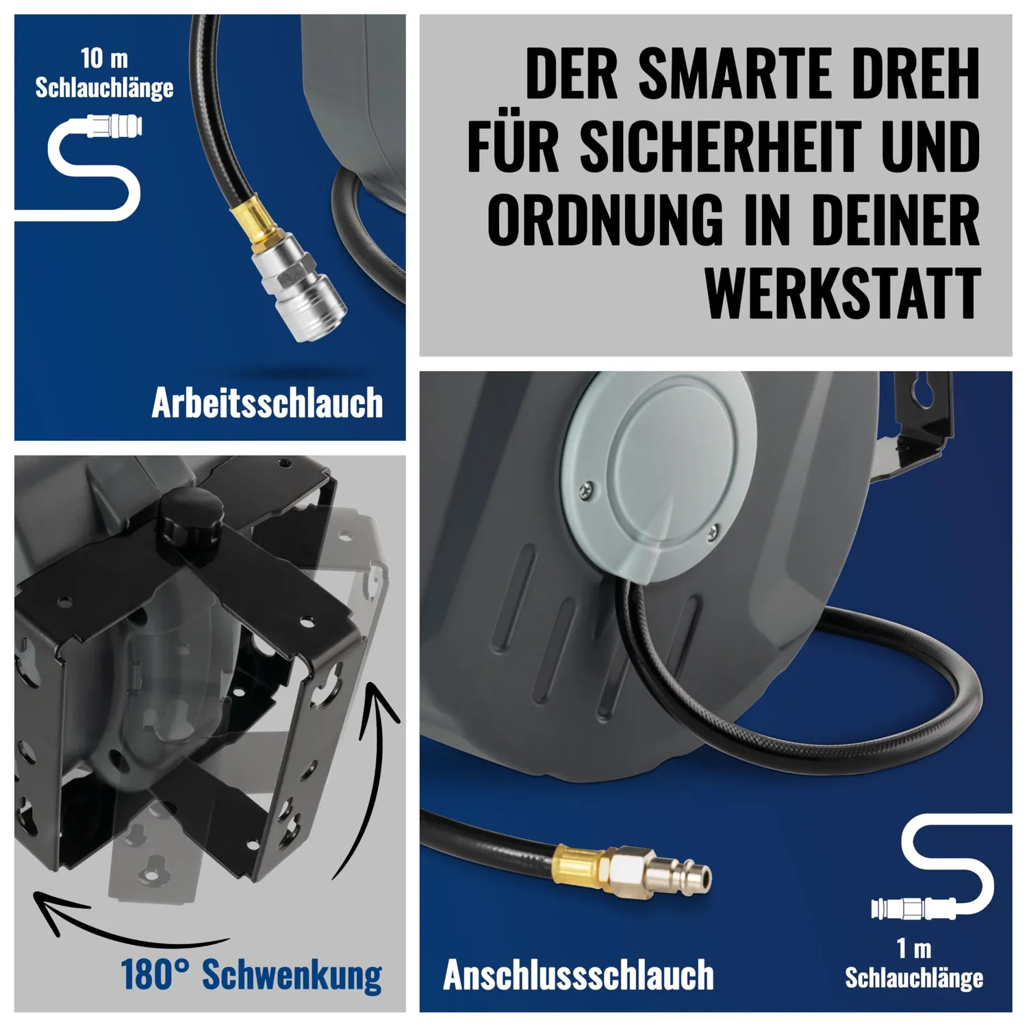 Poppstar Druckluftschlauchtrommel 10m+1m 3/8 Zoll