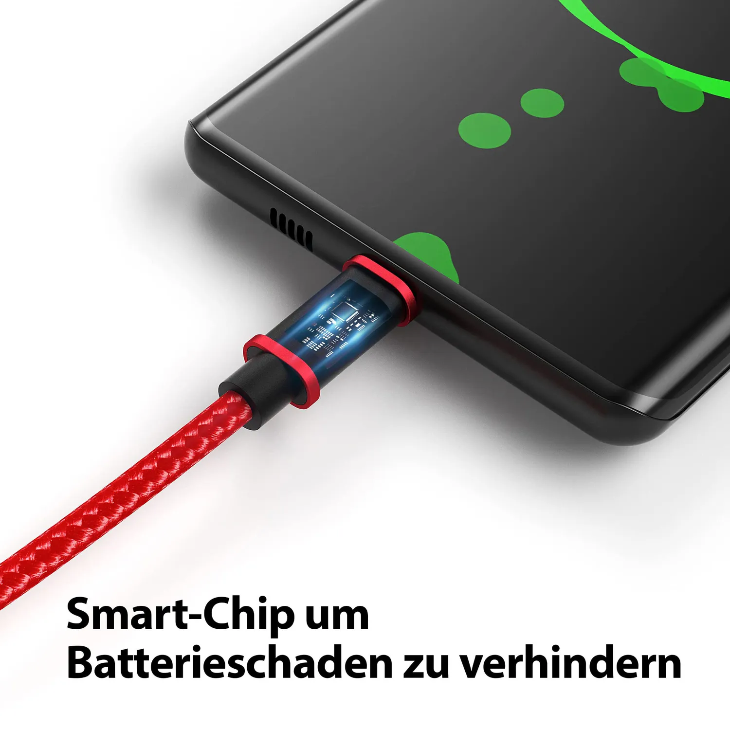JAMEGA Premium Micro USB Kabel 0,5-3 m 4er Set rot
