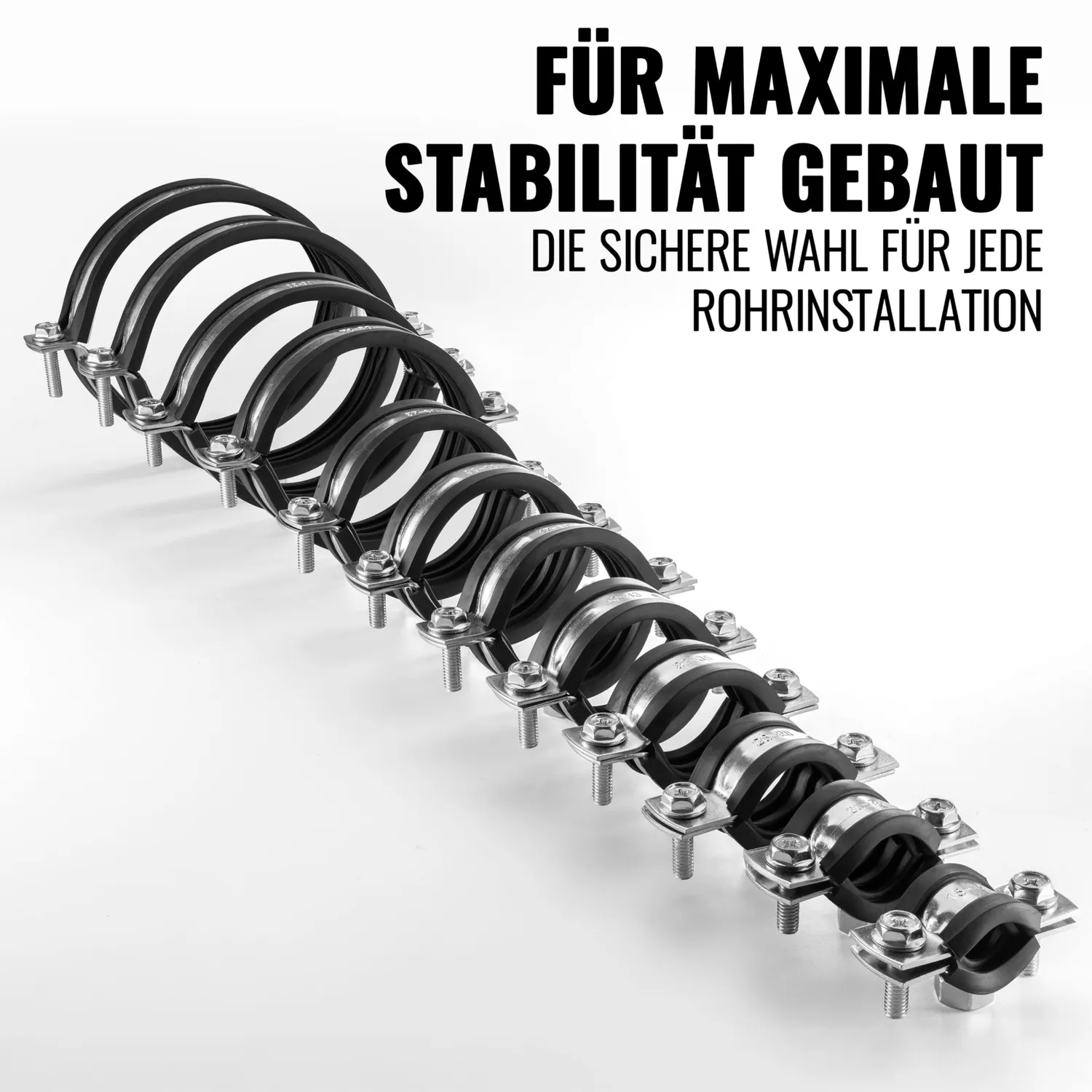 Poppstar Rohrschellen 57-61 mm 10er Set verzinkt mit Gummi