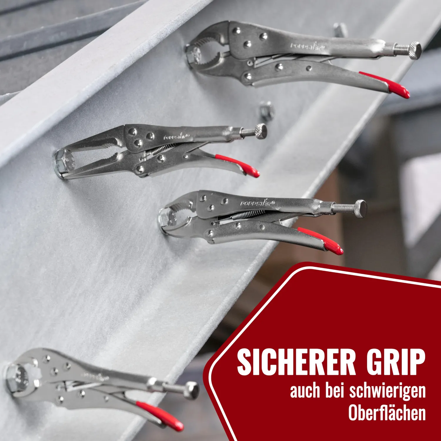 Poppstar Gripzangenset 4-teilig 225/182/140/170 mm