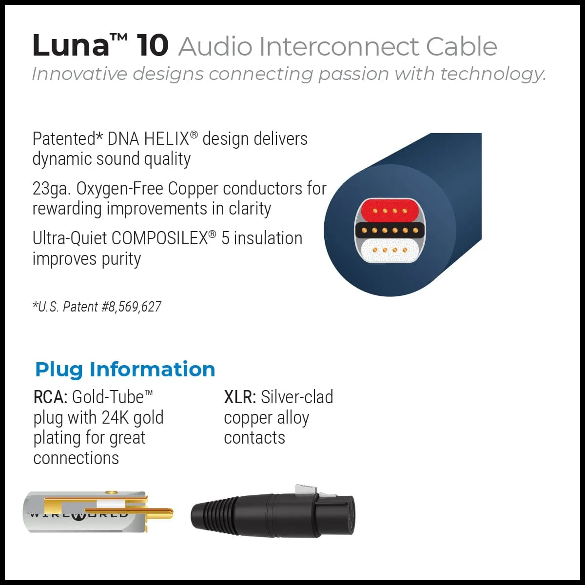 WireWorld Luna 10 Cinch Kabel RCA 1,0m Paar OFC