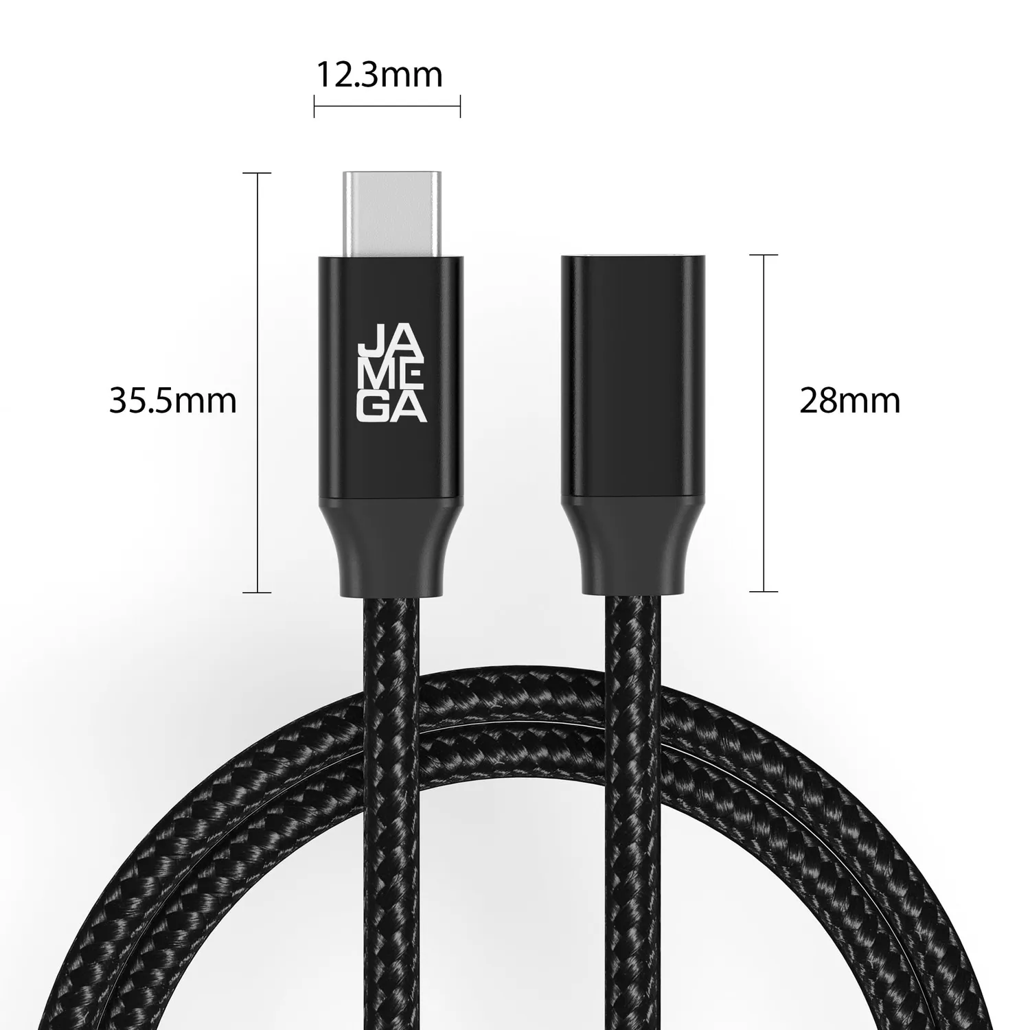 JAMEGA USB C Verlängerungskabel 1m schwarz 4K