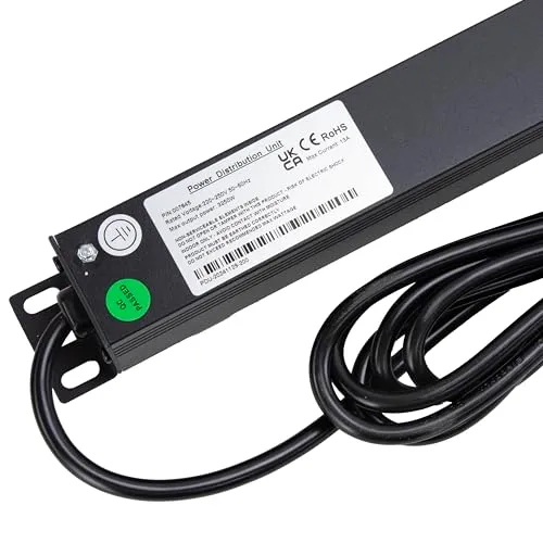 Kenable 6-fach Horizontal-Steckdosenleiste 19 Zoll 3 m Surge