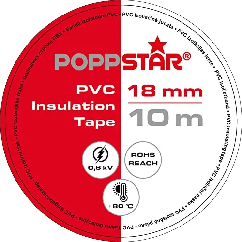 Poppstar Isolierband PVC Klebeband weiß 2x10m 600V