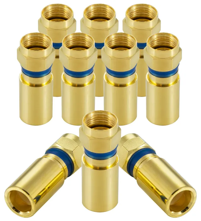 Poppstar F-Quick Stecker vergoldet 10x für Koax 7,5mm