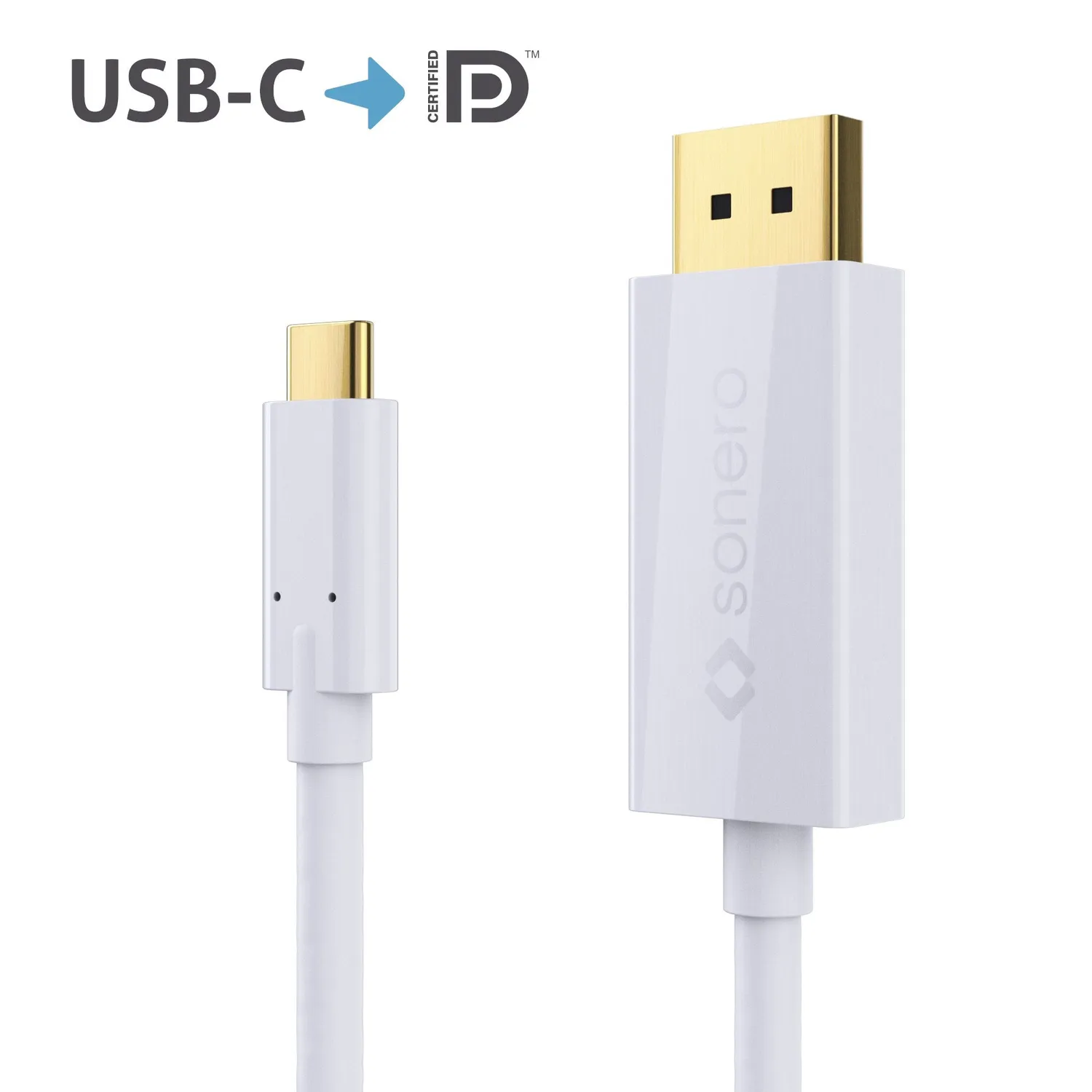 Sonero UCC021-020 USB-C DisplayPort Kabel 2m weiß 4K60Hz