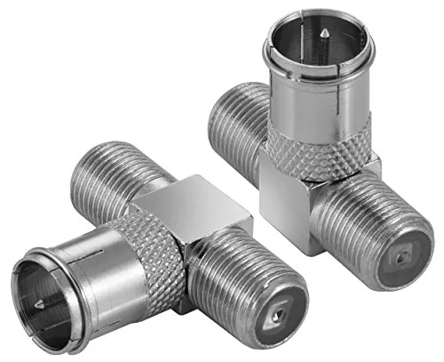 Poppstar SAT Verteiler T-Stück F-Stecker 2x F-Buchse 2er silbern