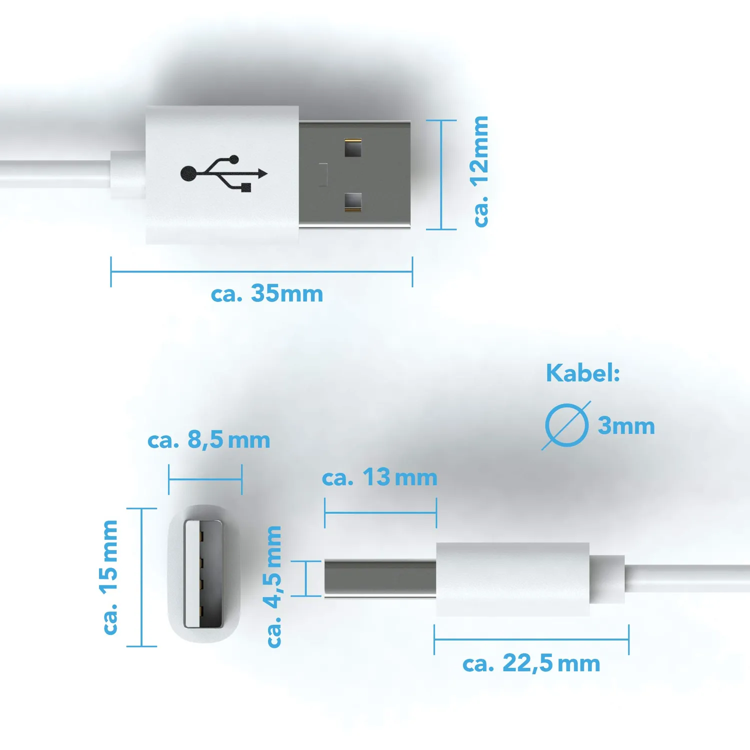JAMEGA USB Typ C Kabel 1m weiß 3A