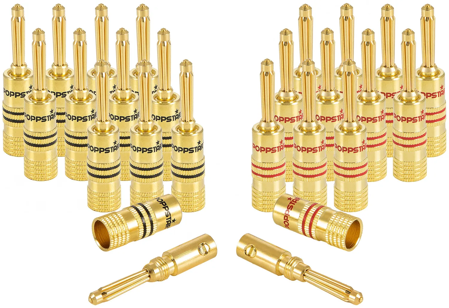 Poppstar High End Bananenstecker Lautsprecherstecker 4 Stück vergoldet