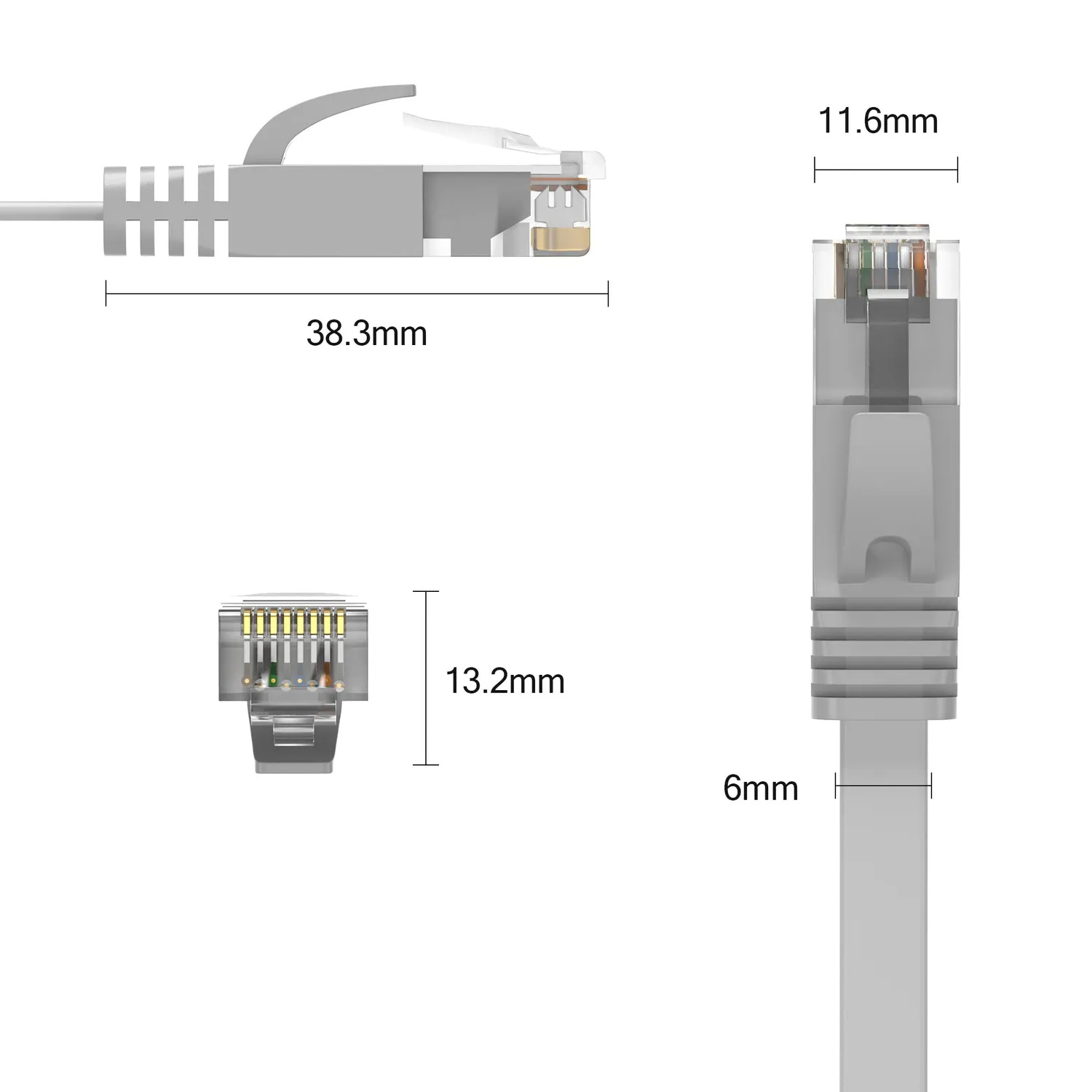 JAMEGA Cat.6 Netzwerkkabel flach 4 m grau 1 Gbit/s