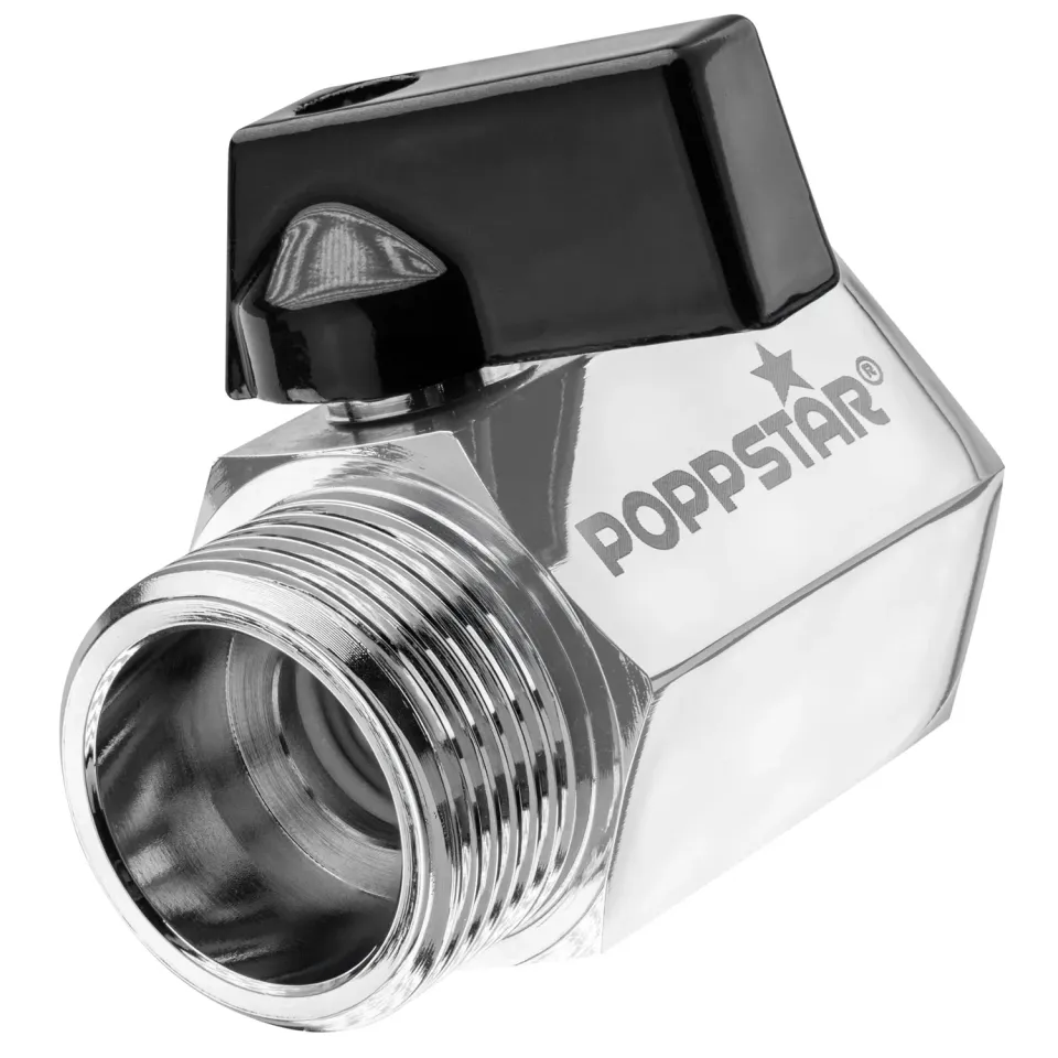 Poppstar Mini Kugelhahn 3/4 Zoll Messing verchromt