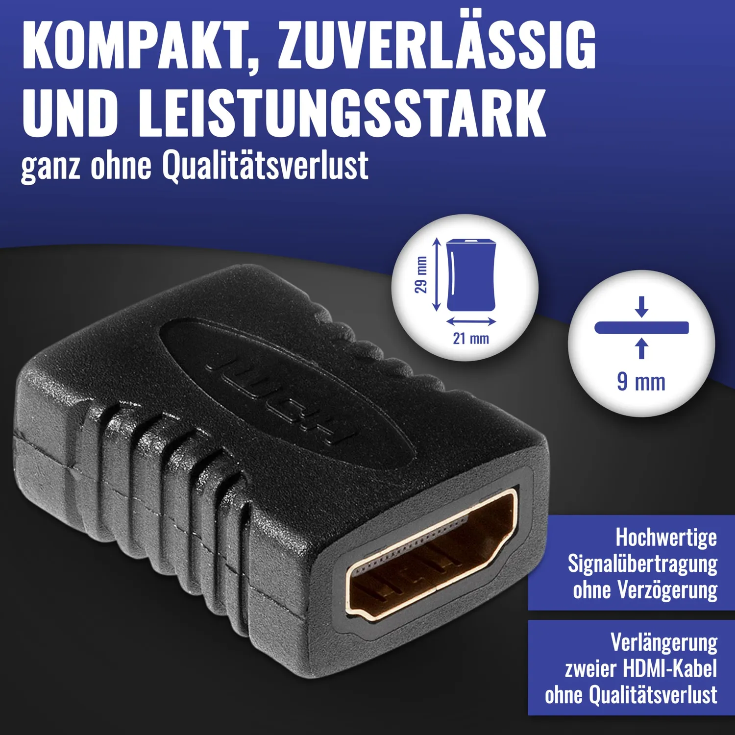 Poppstar HDMI Adapter Kupplung Buchse-Buchse 4K 1 Stück