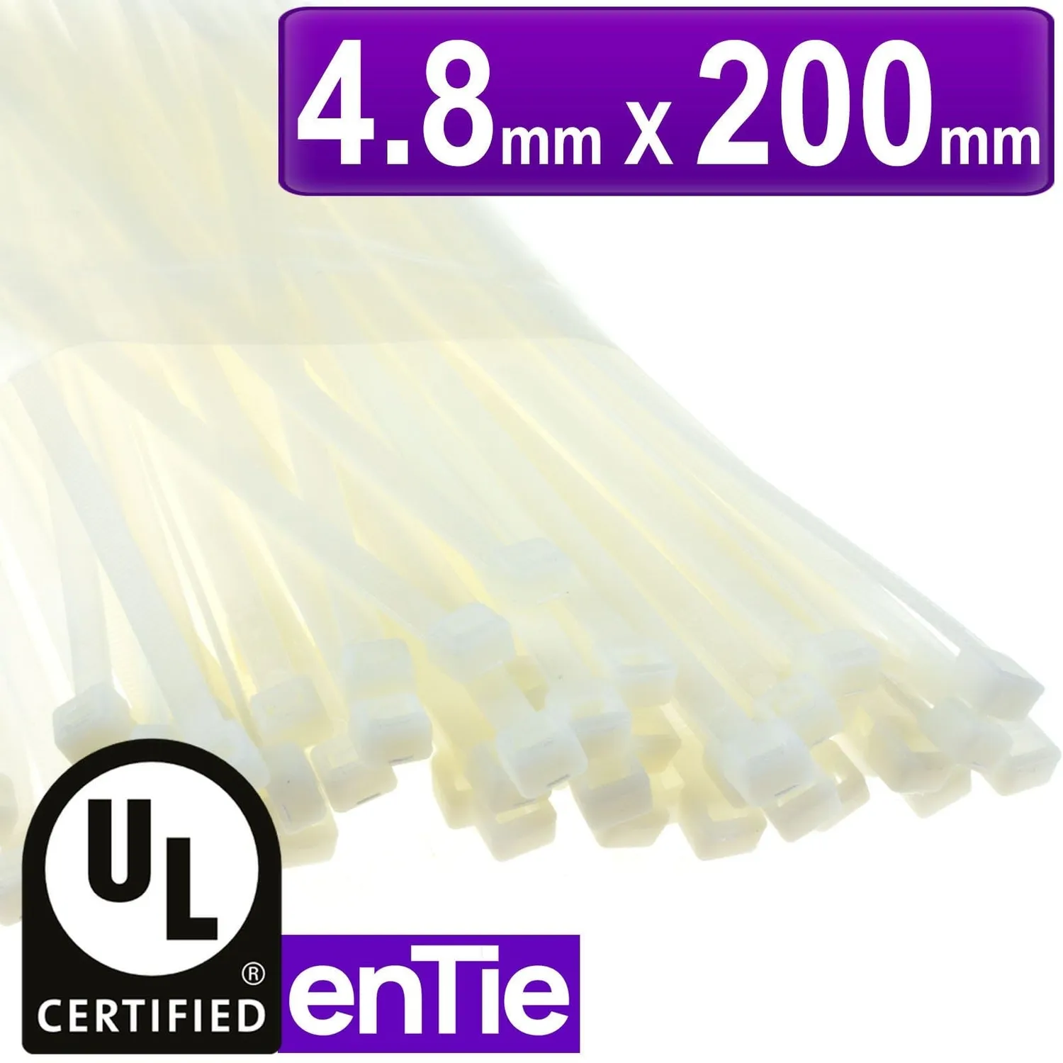 Kenable enTie Kabelbinder 200x4,8mm weiß 100 Stück