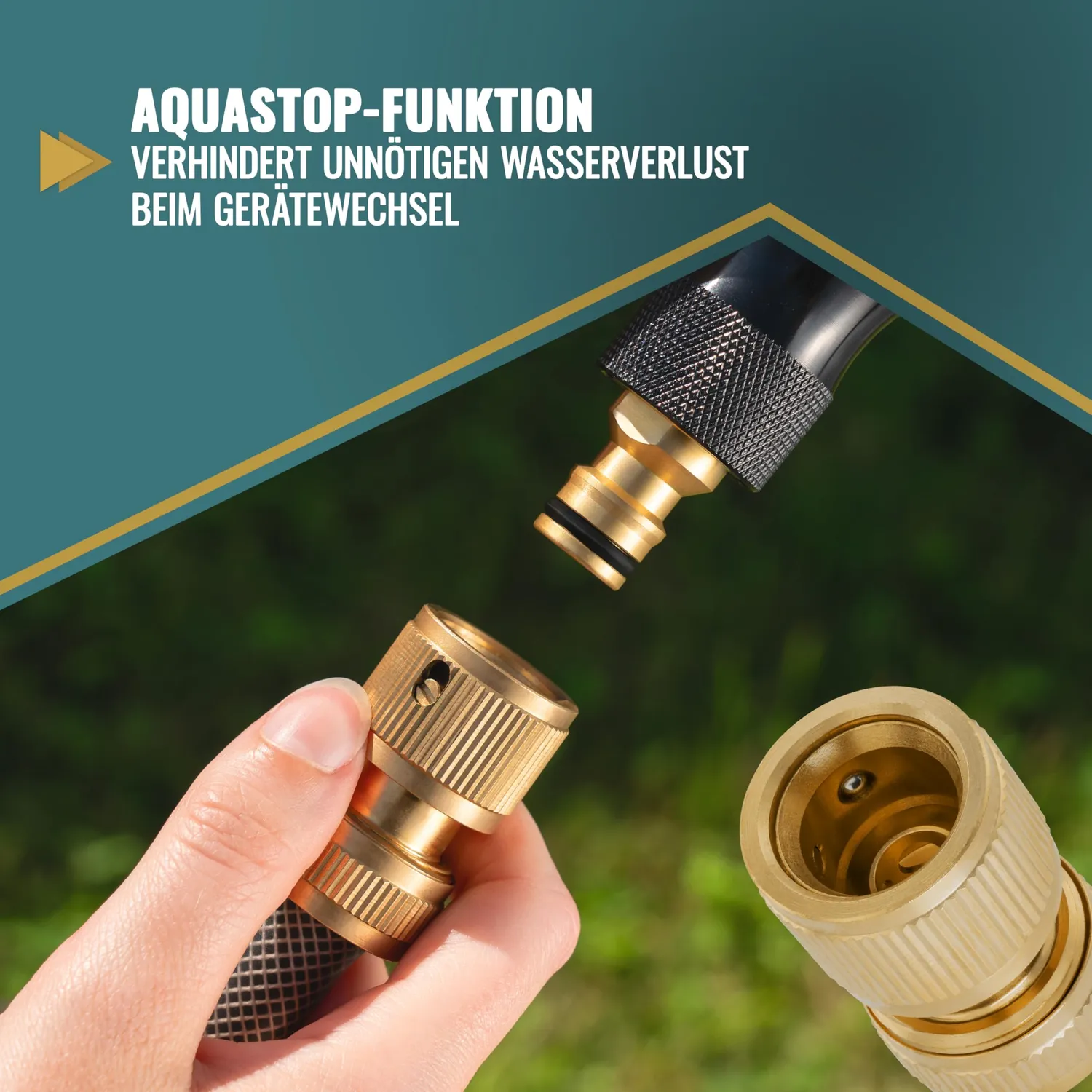 Poppstar Stecksystem Schlauchkupplung 1/2 Zoll Messing 1x Wasserstopp