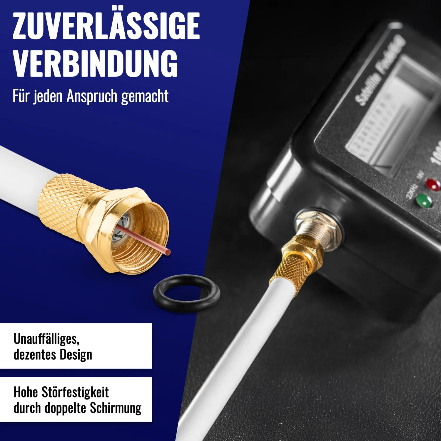 Poppstar RG6 Koaxialkabel Antennenkabel 100m weiß 75 Ohm