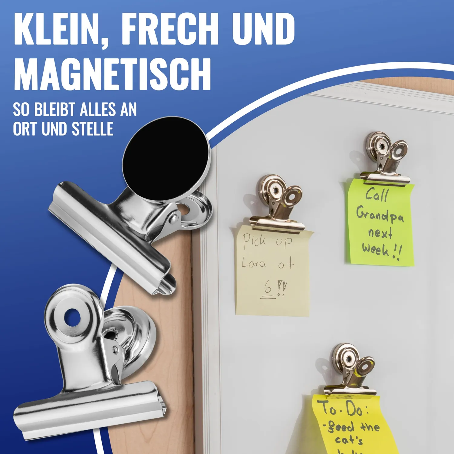 Poppstar Magnetische Klammer Magnetclips 12x 50mm silbern