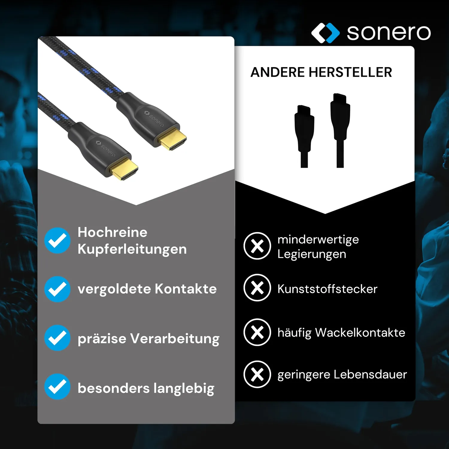 Sonero X-PHC011-020 HDMI-Kabel 2m 4K HDR Nylon schwarz