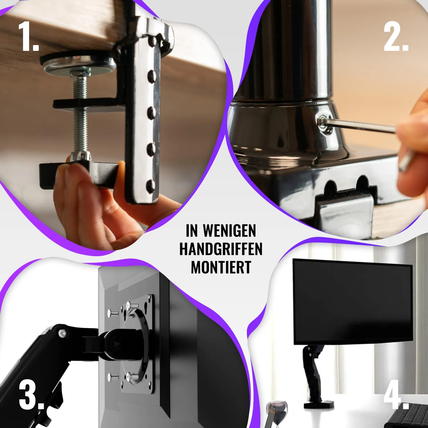 Poppstar Monitorhalterung Tisch 17-30 Zoll schwarz Gasfeder