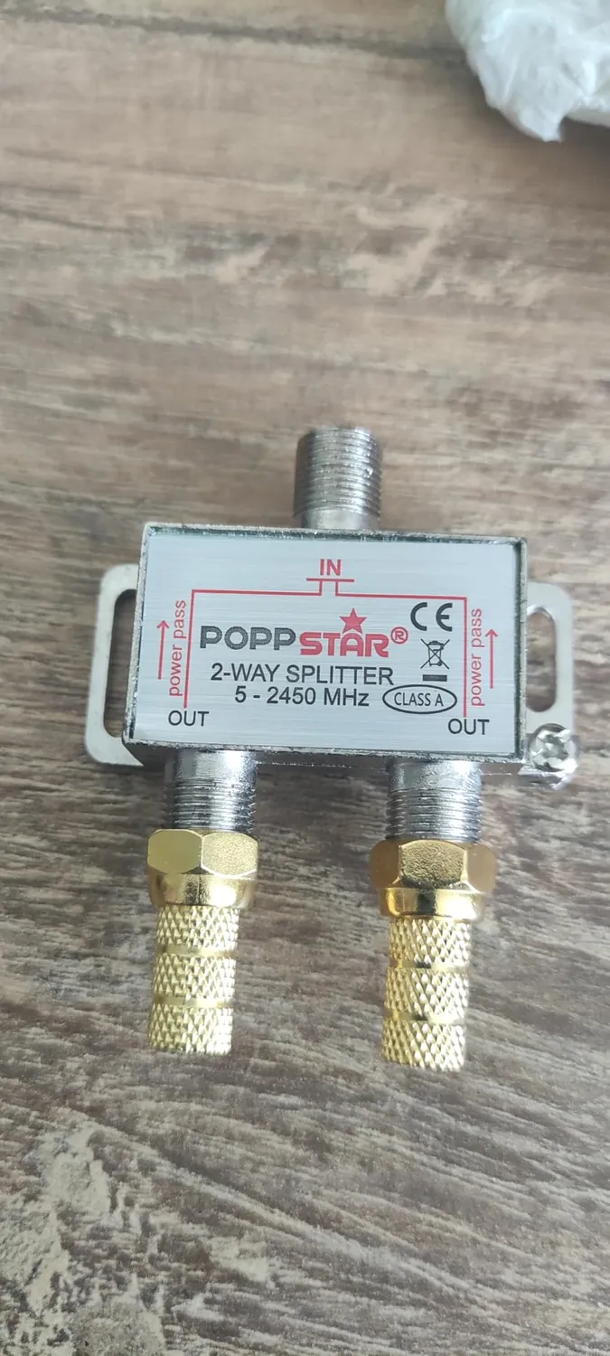 Poppstar Sat-Verteiler 2-fach Splitter mit F-Steckern