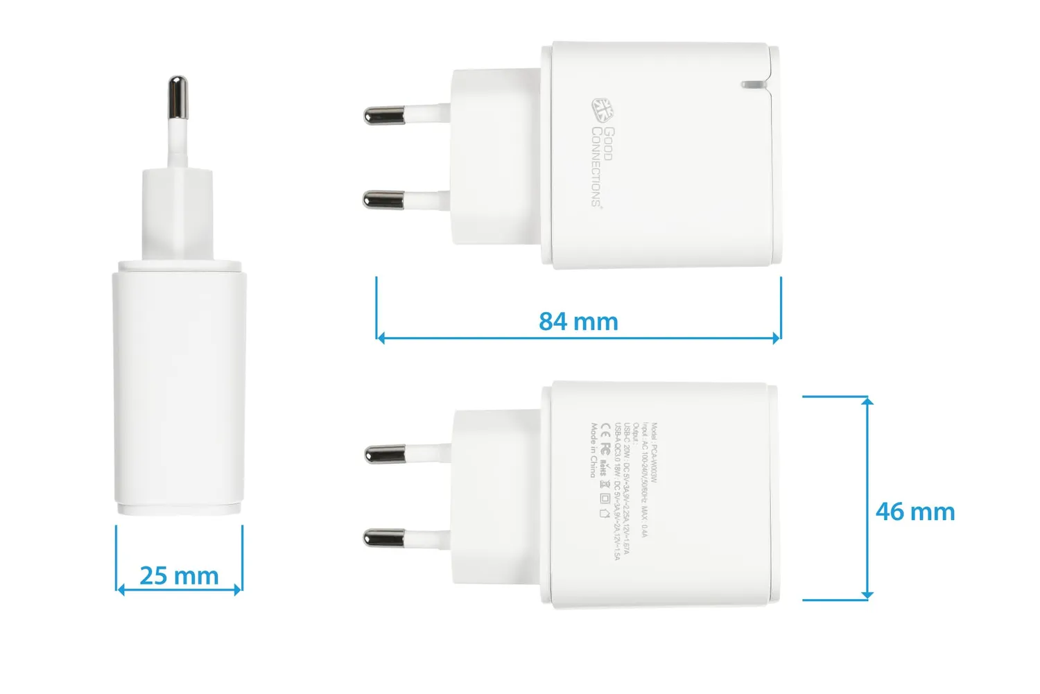 Good Connections 20W 2-Port USB-Schnellladegerät weiß PD 3.0