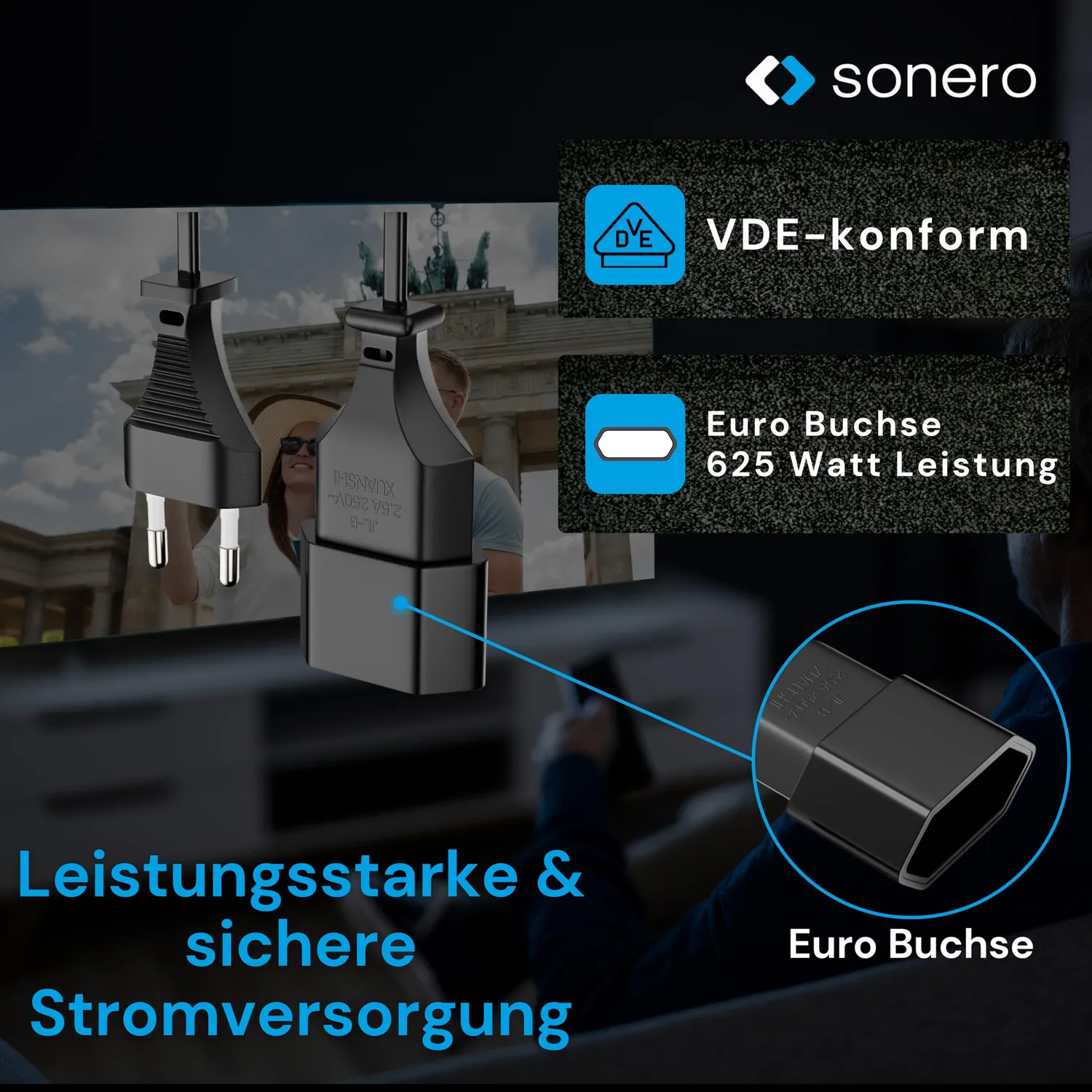 Sonero X-ESG-ESB-010B Netzkabel 1 m schwarz Euro-Stecker