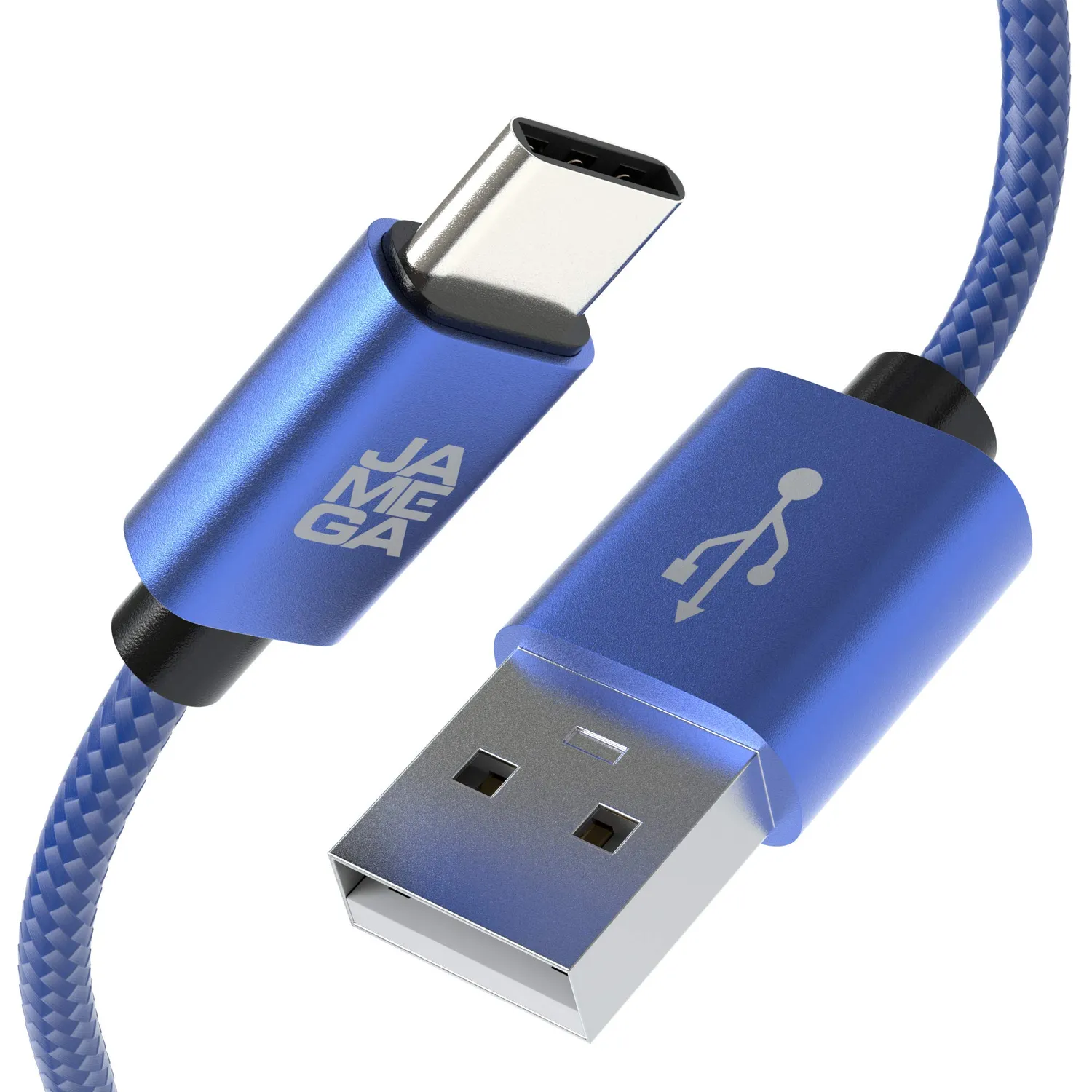 JAMEGA USB-C Ladekabel blau 2x 2 m Nylon 3A