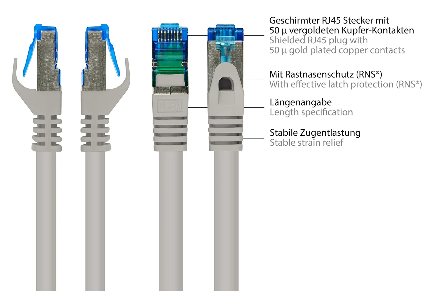 Good Connections SmartFLEX Cat.6A Patchkabel 1 m grau 10 Gbit