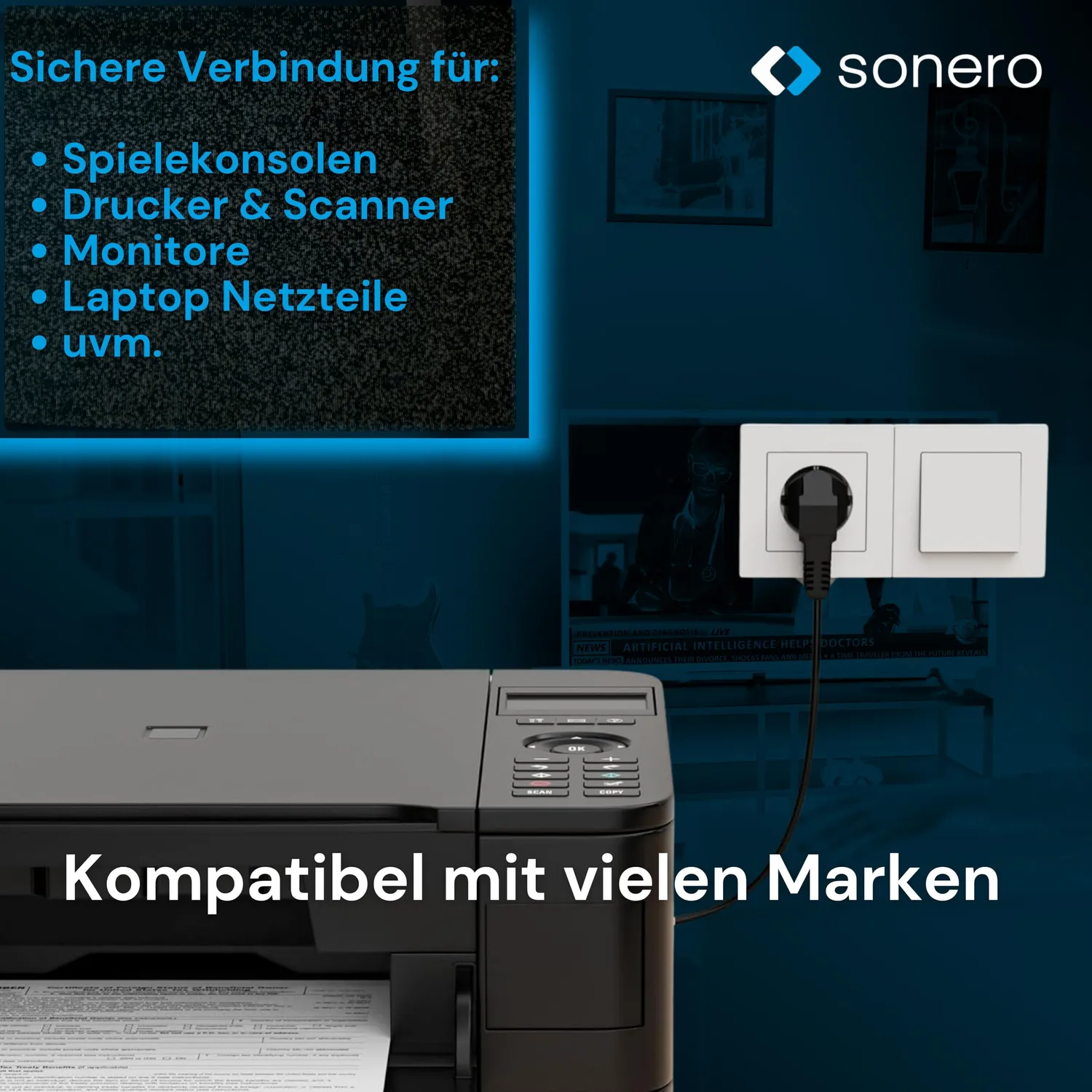 Sonero X-SKW-C13G-050B Netzkabel 5 m schwarz C13 Winkel