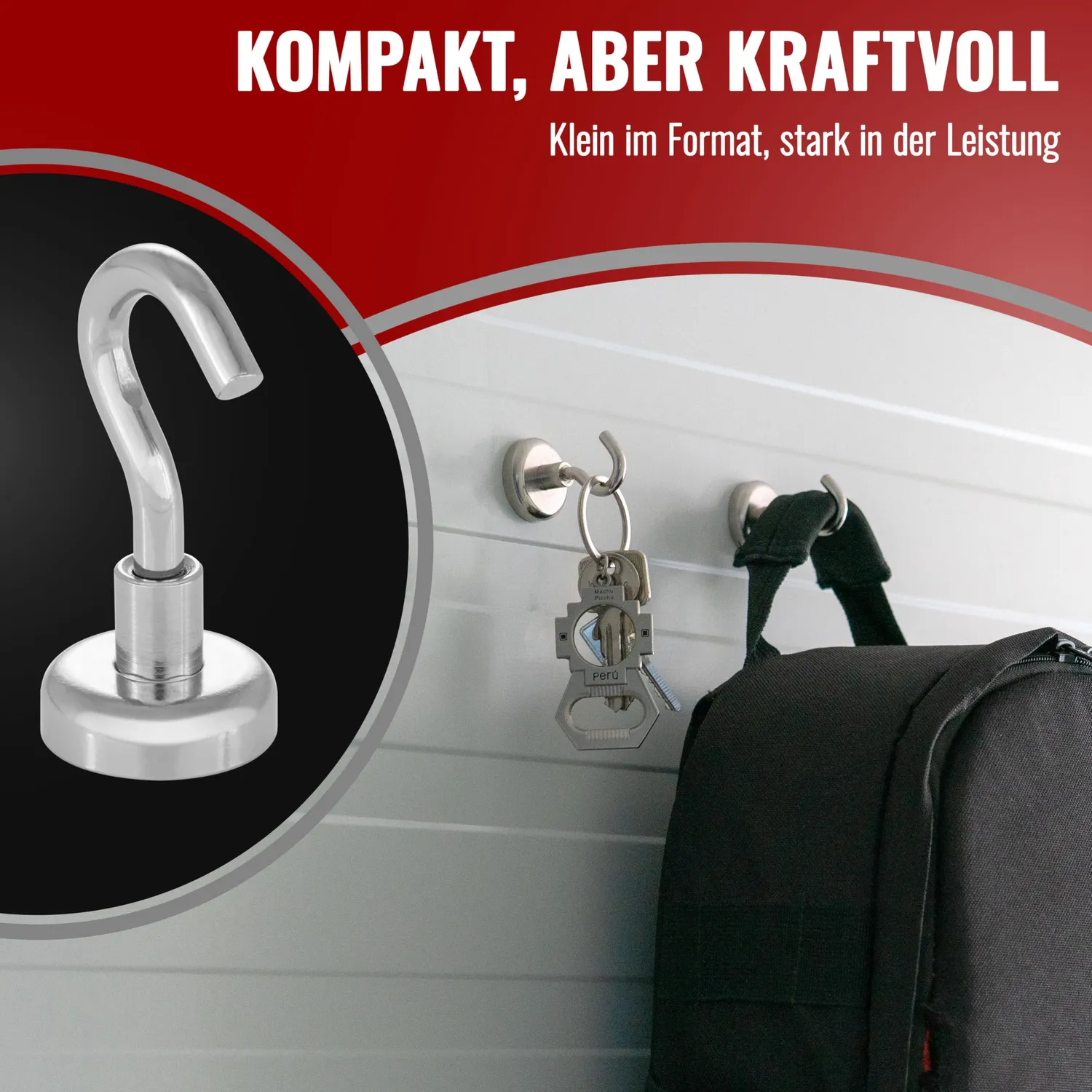 Poppstar Mini Magnethaken 10 Stück 8 kg Neodym