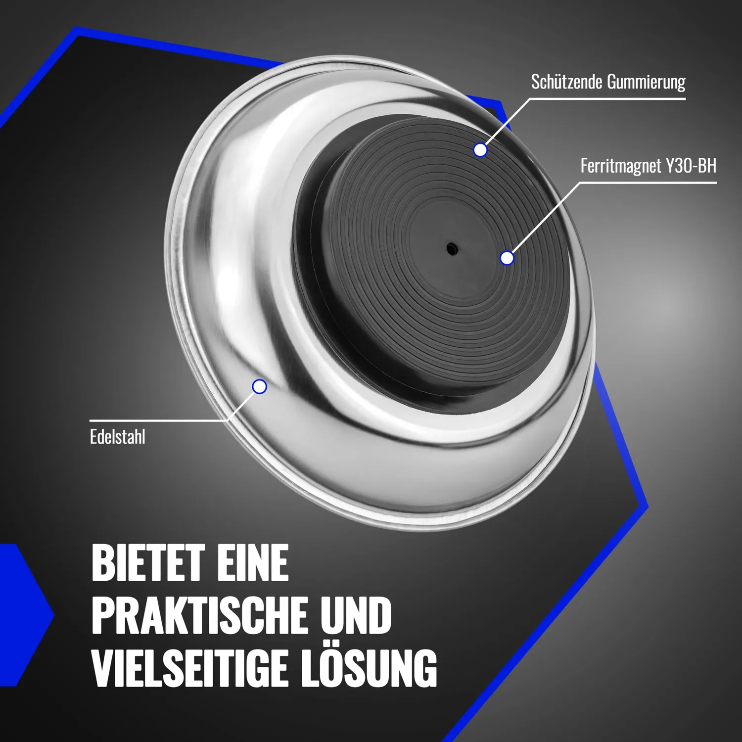 Poppstar 3 Magnetschalen Edelstahl 150mm 3er Set rund