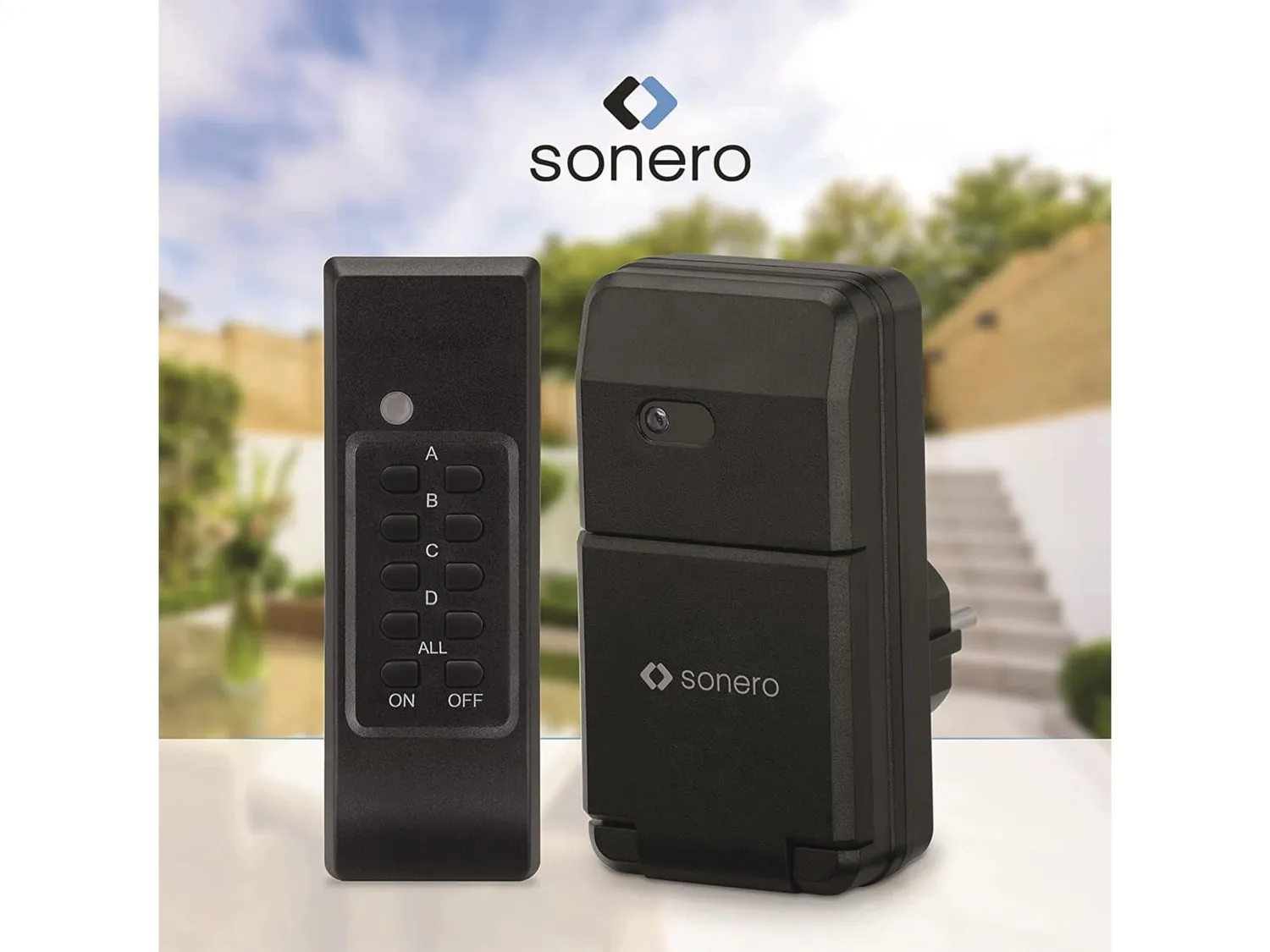 Sonero Funksteckdosen Set Outdoor schwarz 30 m 1100 W