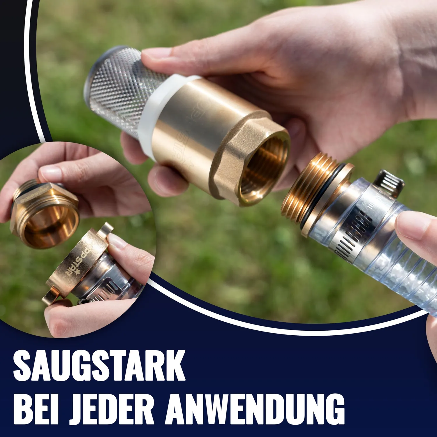 Poppstar Saugschlauch 1 Zoll 7m mit Saugkorb Ventil blau