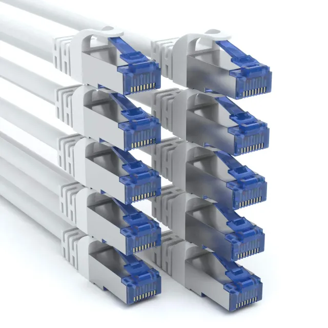 JAMEGA Cat.7 Netzwerkkabel 0,5m 10er-Set weiß 10 Gbit/s