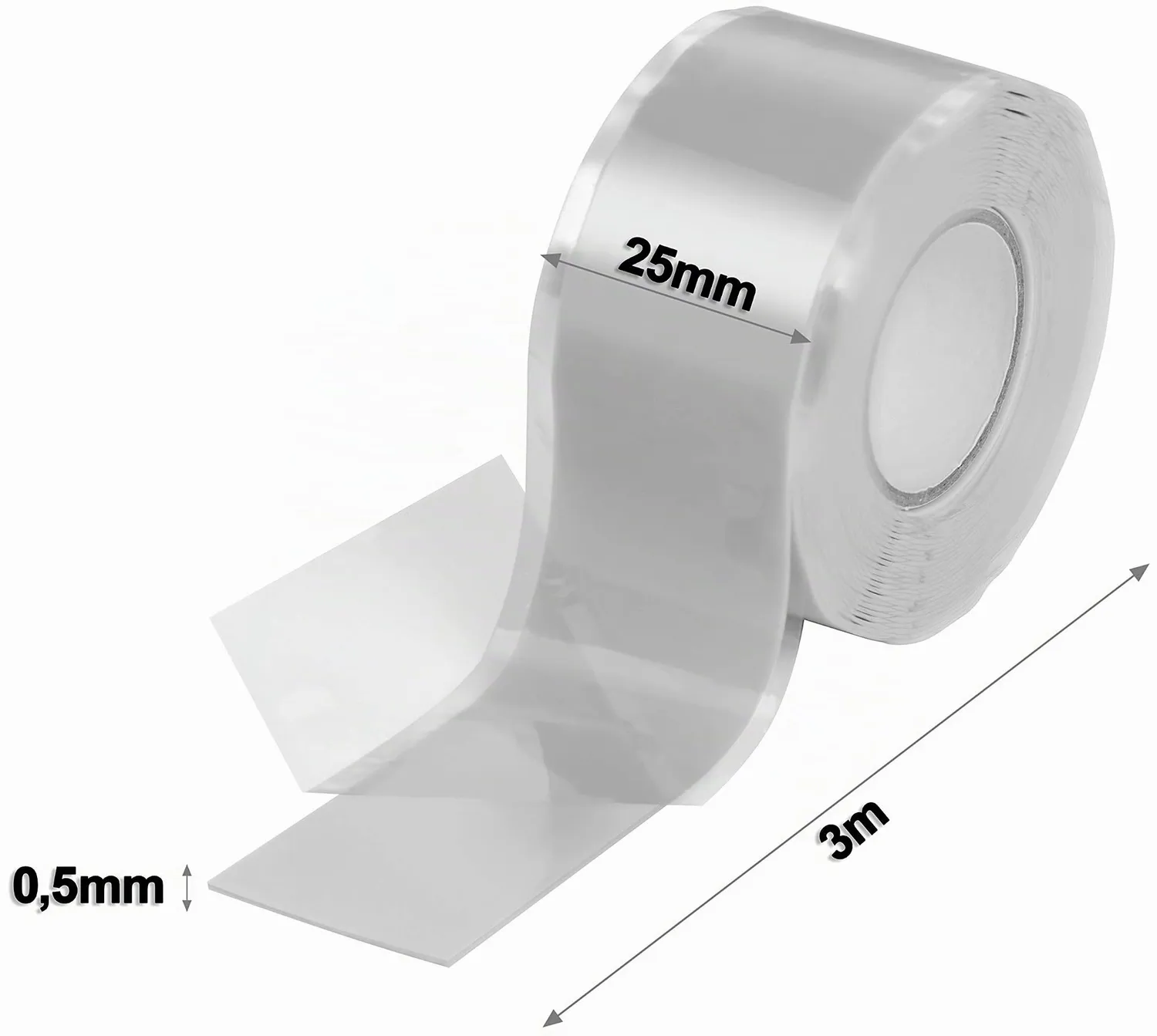 Poppstar Silikonband selbstverschweißend 2x3m grau