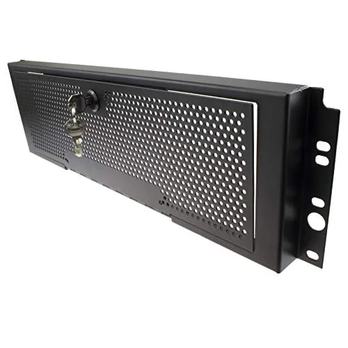 Kenable 3U Sicherheitsblende 19 Zoll Rack-Blende schwarz Stahl