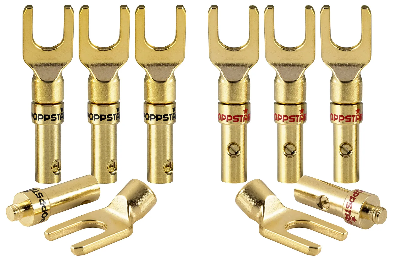 Poppstar Gabel Kabelschuhe 2 Stück vergoldet 4mm²