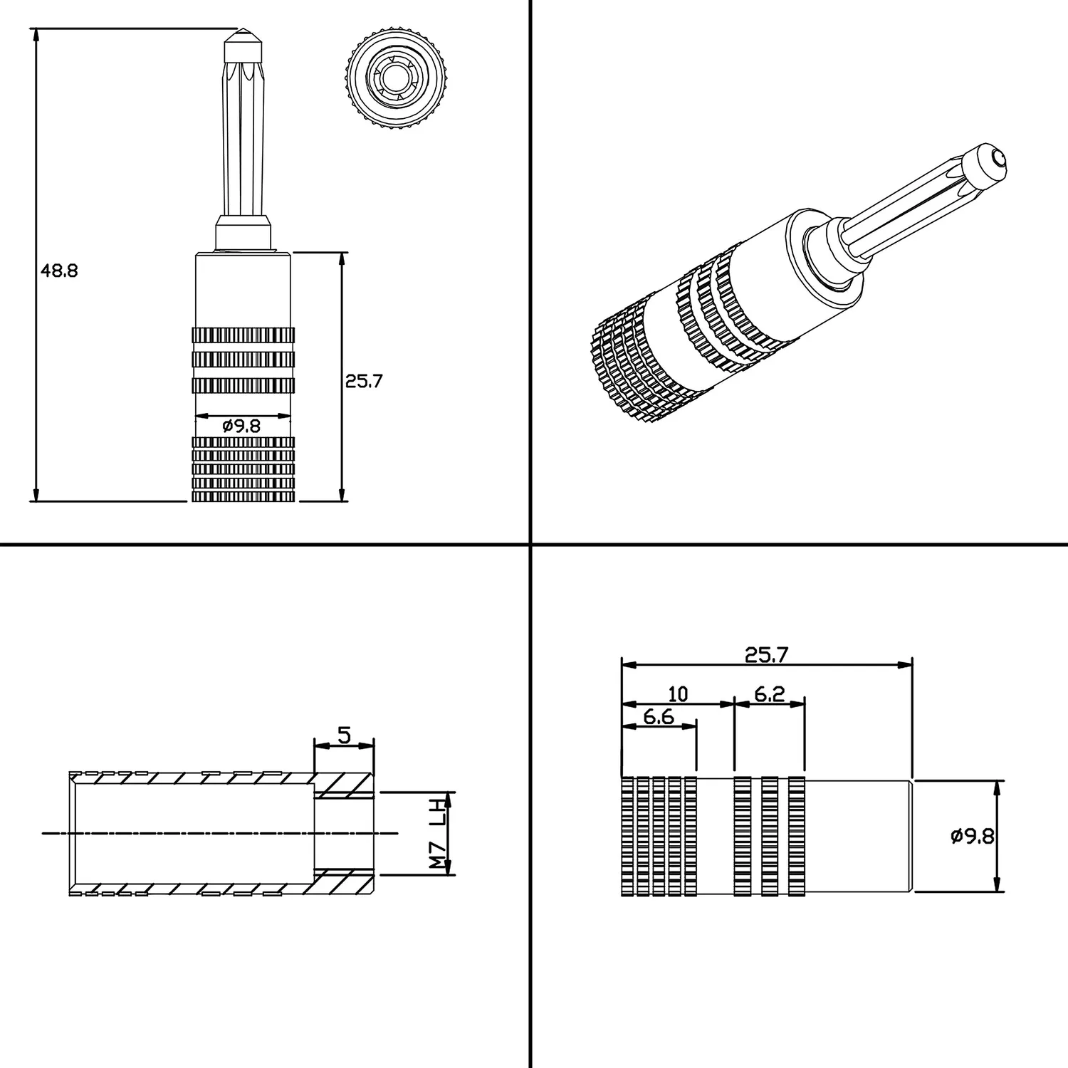 Poppstar High End Bananenstecker Lautsprecherstecker 4 Stück vergoldet