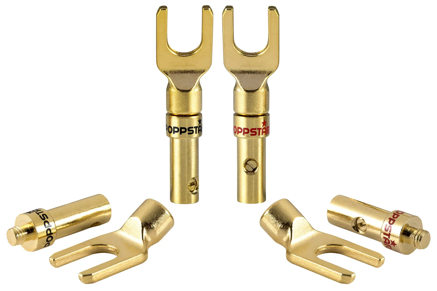 Poppstar Gabel Kabelschuhe 2 Stück vergoldet 4mm²