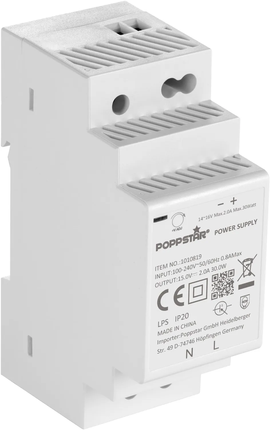 Poppstar P-15-5 Hutschienen-Netzteil 5V 2A 10W