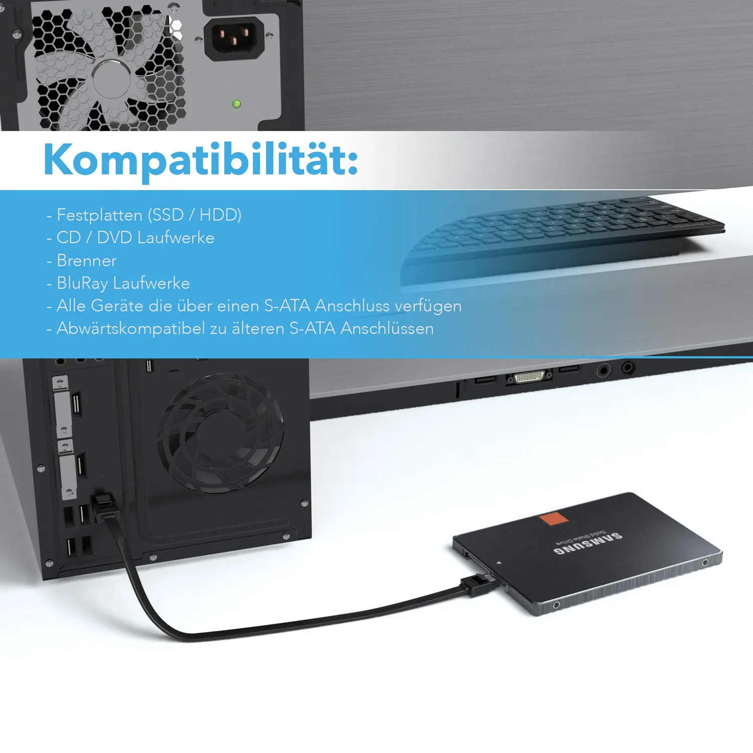 Jamega SATA III Kabel 3x 0,5m Schwarz 6 Gbit/s